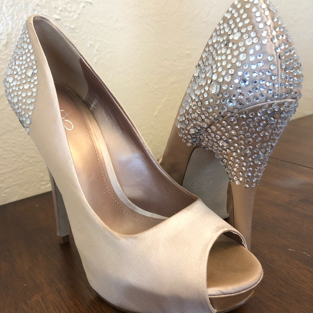 Aldo Champagne Rhinestone Heels